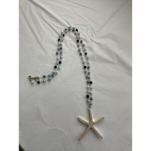 Tommy Bahama Starfish Necklace 16 Inch Chain 2.5 In Starfish Gold Teal And Blue